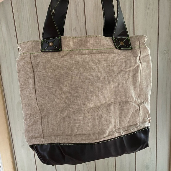 patron leather green stitching tote insulated canvas limited edition bag purse - Picture 3 of 10